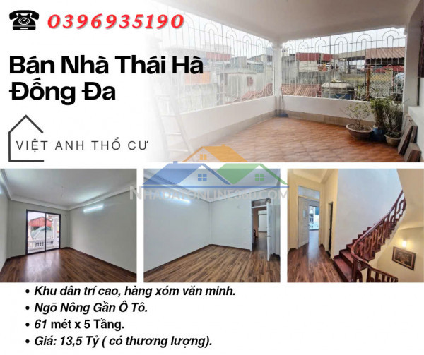 Bán nhà phố thái hà, gần mặt phố, vừa ở vừa cho thuê, 61mx5t, giá: 13.5 tỷ, lh: 0396935190.