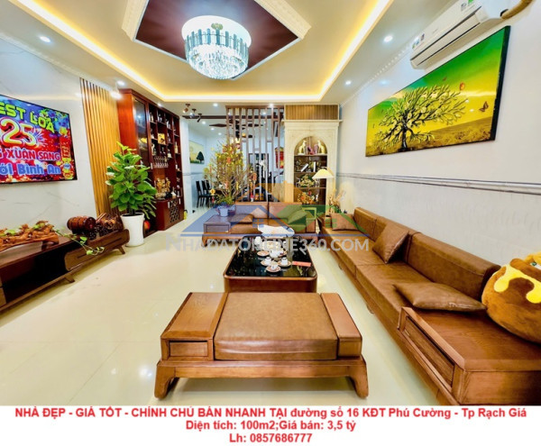 Nhà đẹp - giá tốt - chính chủ bán nhanh tại đường số 16 kđt phú cường - tp rạch giá
