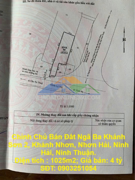 Chính chủ bán đất ngã ba khánh sơn 2, khánh nhơn, nhơn hải, ninh hải, ninh thuận.