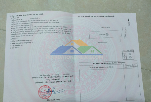 Chính chủ cần bán gấp lô đất có vị trí đẹp tại thị trấn yến lạc – huyện na rì – bắc kạn