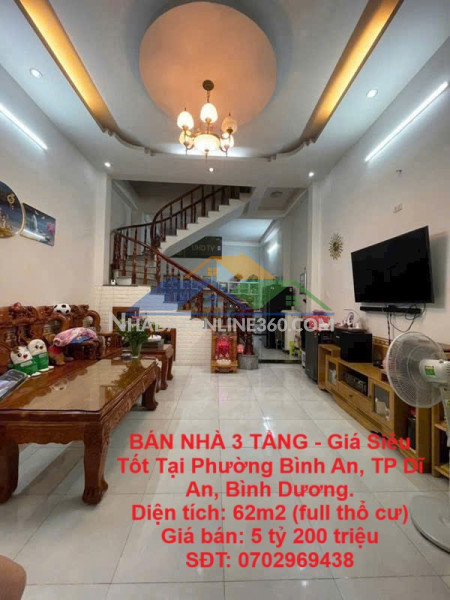 Bán nhà 3 tầng - giá siêu tốt tại phường bình an, tp dĩ an, bình dương.