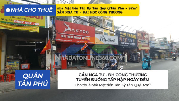 Cho thuê nhà mặt tiền tân kỳ tân quý 92m² -gần đh công thương