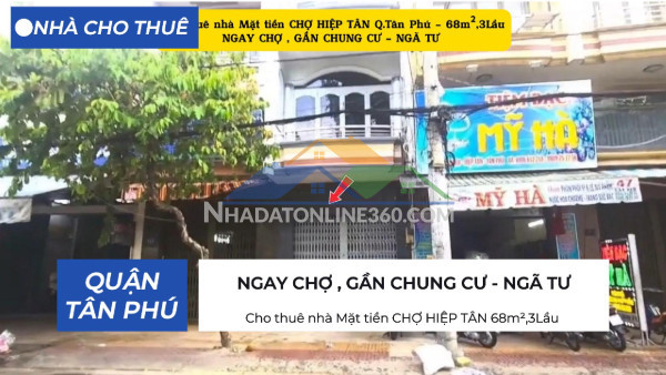 Cho thuê nhà mặt tiền tân quý 72m2, 2lầu  - gần trường học - chợ