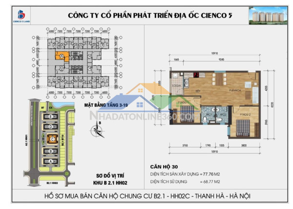 Bán căn góc 2pn 78m² tầng trung, tòa hh02c, khu 5 tòa mới chung cư Thanh Hà