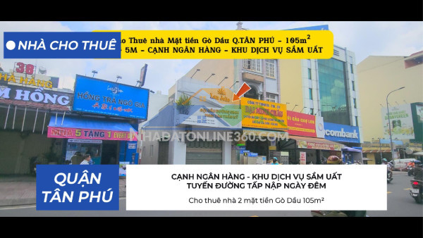 Cho thuê nhà 2 mặt tiền gò dầu 105m² -ngang 5m - khu dịch vụ sầm uất