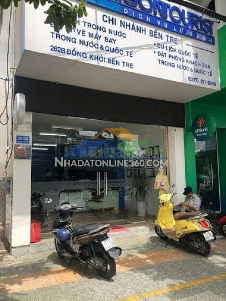 Cho thuê nhà mặt tiền đường đồng khởi trung tâm tp. bến tre, vị trí vàng kd đắc địa