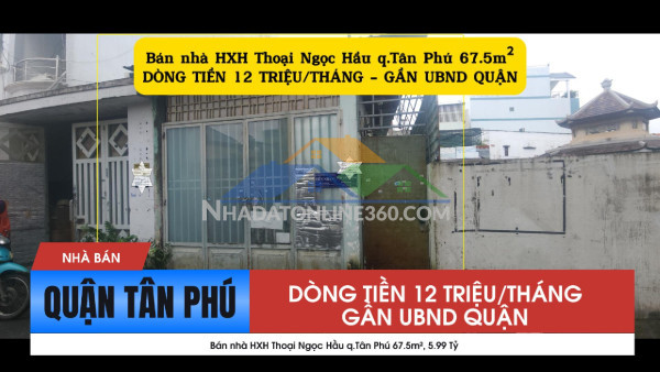 Bán nhà hxh thoại ngọc hầu q.tân phú 67.5m², 5.99 tỷ - dòng tiền 12triệu/tháng