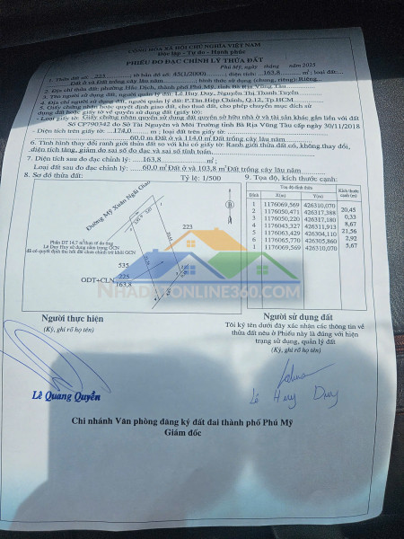 Có miếng đất trống muốn bán 

kích thước : 9 * 20 x60 thổ cư