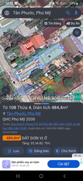 Tân phước phú mỹ nhà xưởng 484mv 40 thổ cư