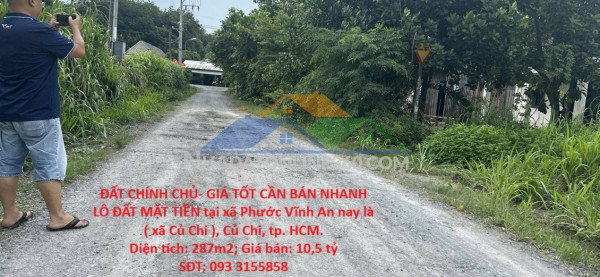 Đất chính chủ- giá tốt cần bán nhanh lô đất mặt tiền tại huyện củ chi, tphcm