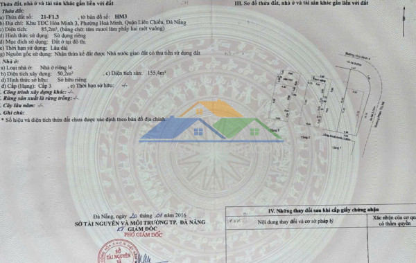 Lô góc 2 mặt tiền – dương loan - hoàng đình ái – hòa xuân- cẩm lệ - đà nẵng
diện tích: 205 m² (24 × 19 m)