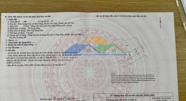 Chủ cần bán 70 m2 cổ bi, đường ô tô vào nhà, giá 6.8 tỷ, lh 0985865658