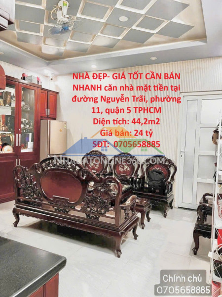 Nhà đẹp- giá tốt cần bán nhanh căn nhà mặt tiền tại quận 5...