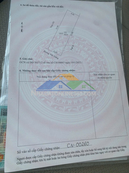 Bán gấp lô đất mặt tiền - khu 4 phố việt thắng, phường việt hoà, tp hải dương