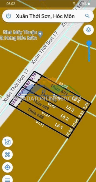 Ccg bán 4 lô đất lúa mặt tiền nhựa – đường xuân thới sơn 17, hóc môn