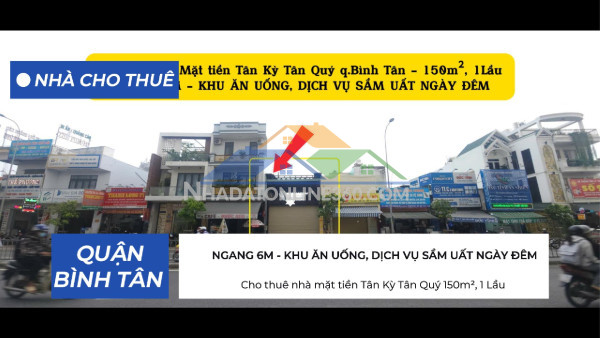 Cho thuê nhà mặt tiền tân kỳ tân quý 150m², 1 lầu - ngang 6m
