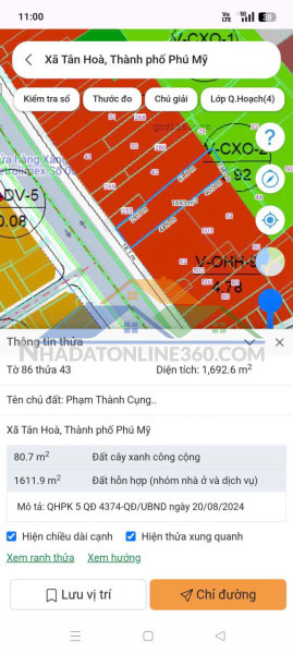 Chủ cần bán lô đất mt ql 51. cách ngã tư hội bài 60m.