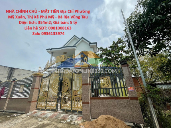 Nhà chính chủ - mặt tiền địa chỉ phường mỹ xuân, thị xã phú mỹ - bà rịa vũng tàu
