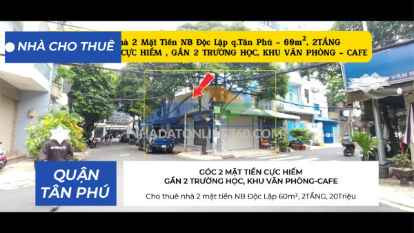 Cho thuê nhà 2 mặt tiền nb độc lập 60m², 2tầng, 20triệu - cạnh 2 trường học