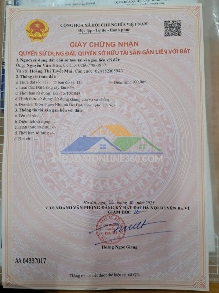 Sở hữu ngay lô đất đẹp - giá tốt - vị trí đắc địa tại cẩm lĩnh, ba vì, hà nội.