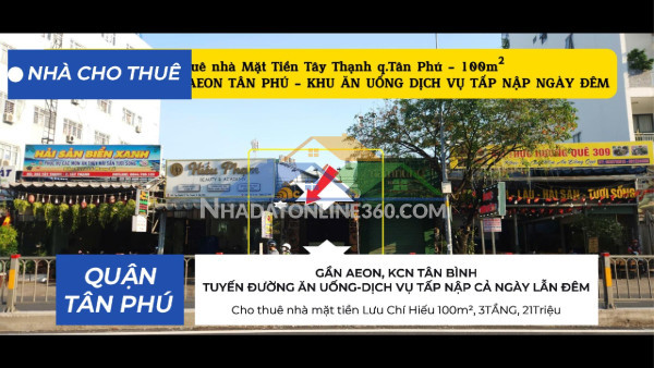 Cho thuê nhà mặt tiền tây thạnh 108m² - cạnh aeon - khu ăn...