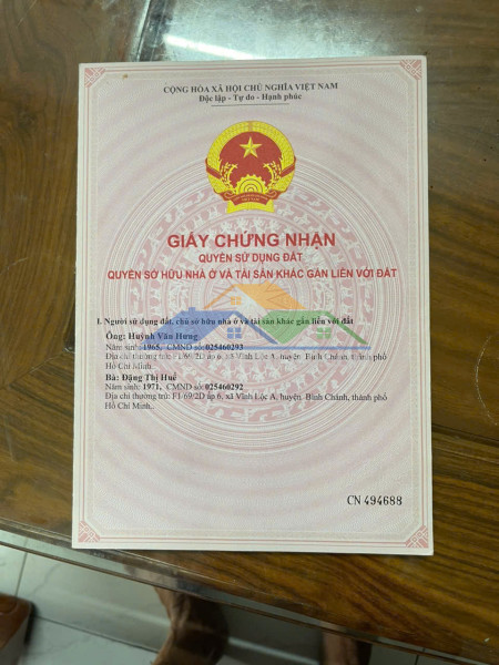 Lô đất chính chủ vĩnh lộc a, bình chánh