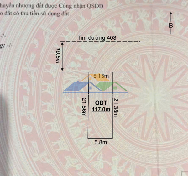 F0 mặt đường 403 – 117m² ngang 5,15m, nở hậu 5,8m – điểm kinh doanh đẹp – zalo 0567 222 555