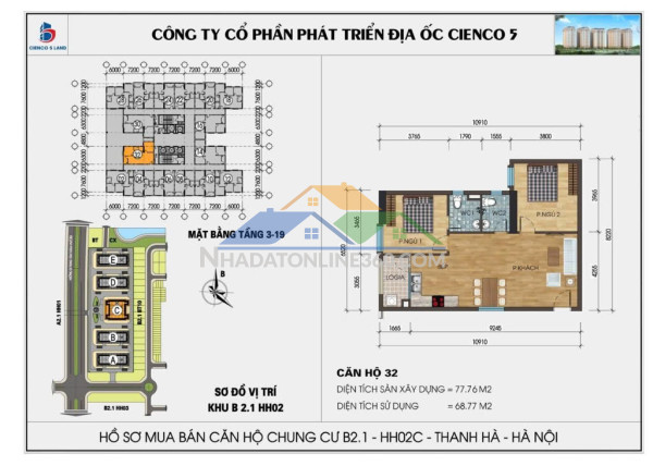 Bán căn góc 78m2 2 ngủ, 2 wc tòa hh02c (khu 5 tòa mới) chung cư Thanh Hà
