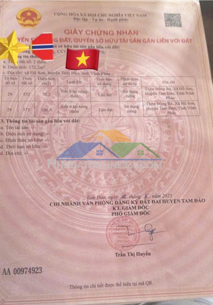 Hàng hiếm - đất chính chủ - mặt tiền vị trí xã hồ sơn, huyện tam đảo, tỉnh vĩnh phúc