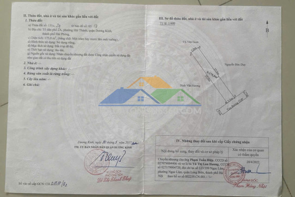 175m² giá 23,x triệu/m² – mặt đường chợ hải thành 2, dương kinh  zalo 0567 222 555