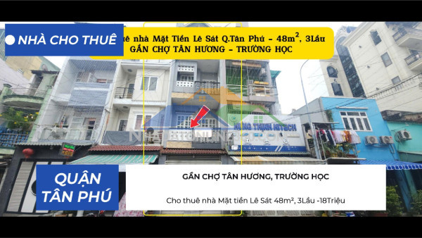 Cho thuê nhà mặt tiền thạch lam 76m² -20triệu - gần trường học - ngã tư