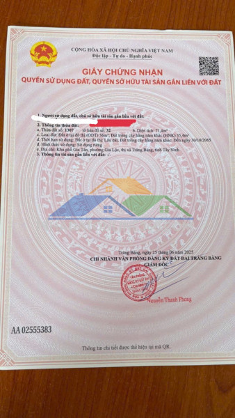 Bán nhanh lô đất chính chủ - mặt tiền đường gia tân, xã gia lộc, trảng bàng, tây ninh