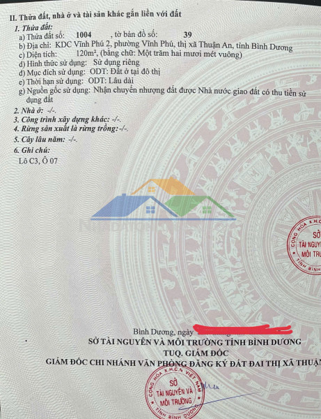 Cần bán nhanh  lô đất tại  kdc vĩnh phú 2, pvĩnh phú, thị xã thuận an, tỉnh bình dương