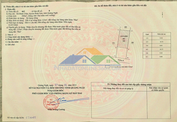 Vườn biển châu tân quảng ngãi, 200mv c0s 122m thổ cư giá  1 tỷ...