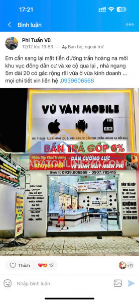 Mặt bằng đẹp – giá tốt  – chính chủ cần sang nhanh mặt...