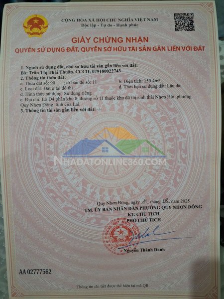 Chính chủ bán đất pử đô thị- đẹp, giá tốt, quy nhơn đông, gia lai -2 tỷ