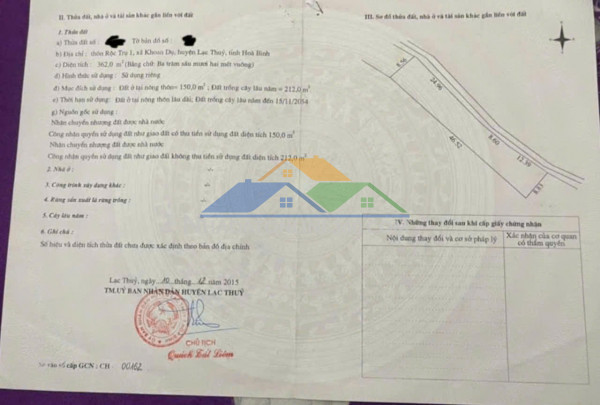 Bán 450m2 đất chính chủ tại thôn rộc trụ i, xã khoan dụ, huyện lạc thủy, hòa bình