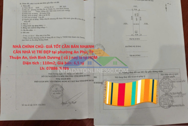 Nhà chính chủ- giá tốt cần bán nhanh căn nhà vị trí đẹp tại tp thuận an, tỉnh bình dương