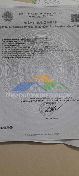 Chính chủ cần bán nhanh lô đất đẹp tại xã đông thạnh, huyện hóc môn, tphcm