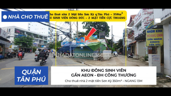 Cho thuê nhà 2 mặt tiền sơn kỳ 350m² - ngang 13m - gần đh công...