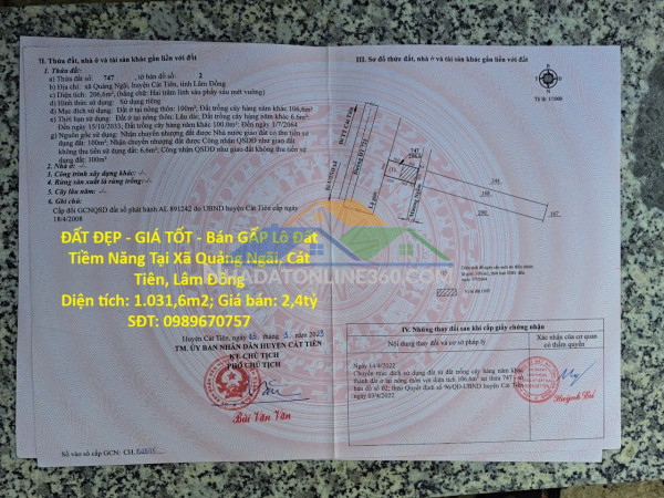 Đất đẹp - giá tốt - bán gấp lô đất tiềm năng tại xã...