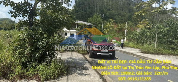 Đất vị trí đẹp- giá đầu tư cần bán nhanh lô đất tại thị trấn yên lập, phú thọ