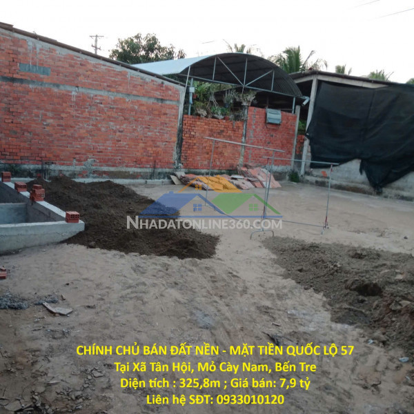 Chính chủ bán đất nền - mặt tiền quốc lộ 57 tại xã tân hội, mỏ cày nam, bến tre