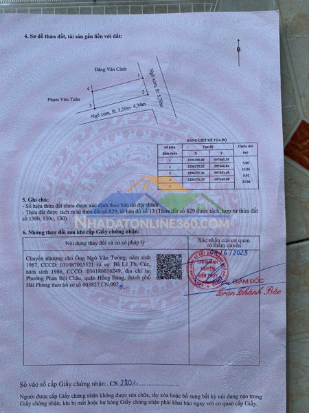 Lô góc đoàn kết minh tân – 2 mặt tiền đường nhựa – giá hiếm khu kiến thụy  zalo 0567 222 555