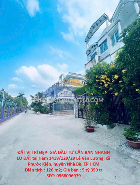 Đất vị trí đẹp- giá đầu tư cần bán nhanh lô đất tại xã phước kiển, nhà bè