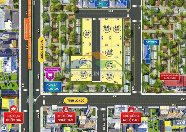 Mở bán 08 lô đất mặt đường 420 – đối diện tđc bình yên, sát cnc hòa lạc