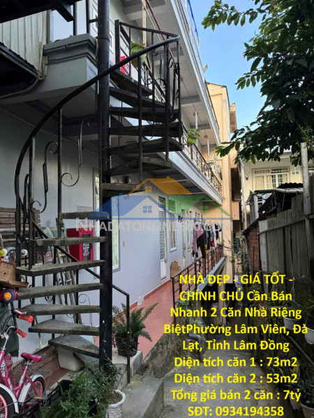 Nhà đẹp - giá tốt - chính chủ cần bán nhanh 2 căn nhà riêng biệt vị trí tại phường lâm viên, đà lạt