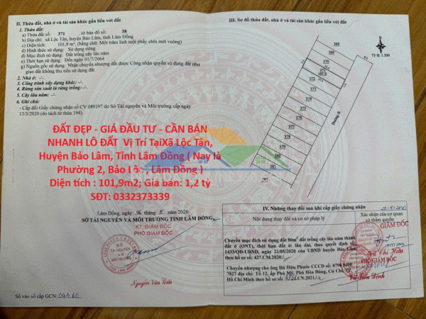 Đất đẹp - giá đầu tư - cần bán nhanh lô đất  vị trí tại phường 2, tp bảo lộc, tỉnh lâm đồng