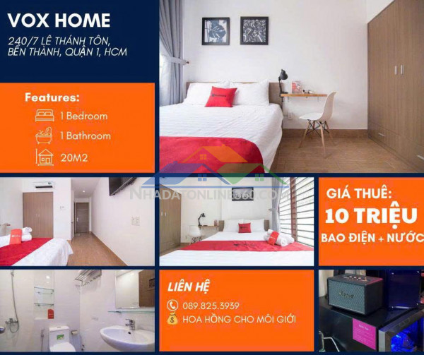 Căn hộ dịch vụ cho thuê tại trung tâm quận 1, tp. hcm, chỉ cách chợ bến thành 3 phút đi bộ.