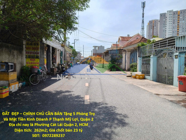 Đất  đẹp – chính chủ cần bán tặng 5 phòng trọ và mặt tiền kinh doanh p thạnh mỹ lợi, quận 2